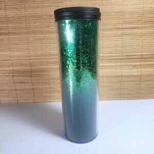 Starbucks Glitter Tumbler • 16 oz • Green Gradient • Double Wall Cup